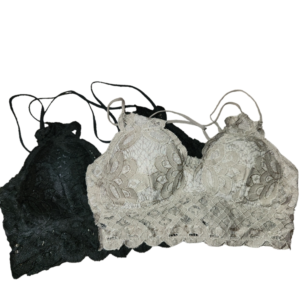 EUC Wishlist Bundle of TWO Bralettes Black and Grey Size L